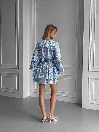 Женское стильное легкое платье в стиле бохо с воланами софт Одесса