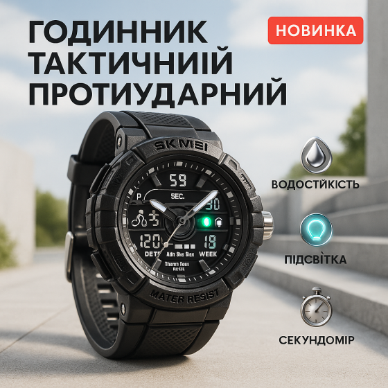Мужские часы с пластиковым ремешком SKMEI 2227BK, Удобные часы для занятий спортом UP-40 Львов