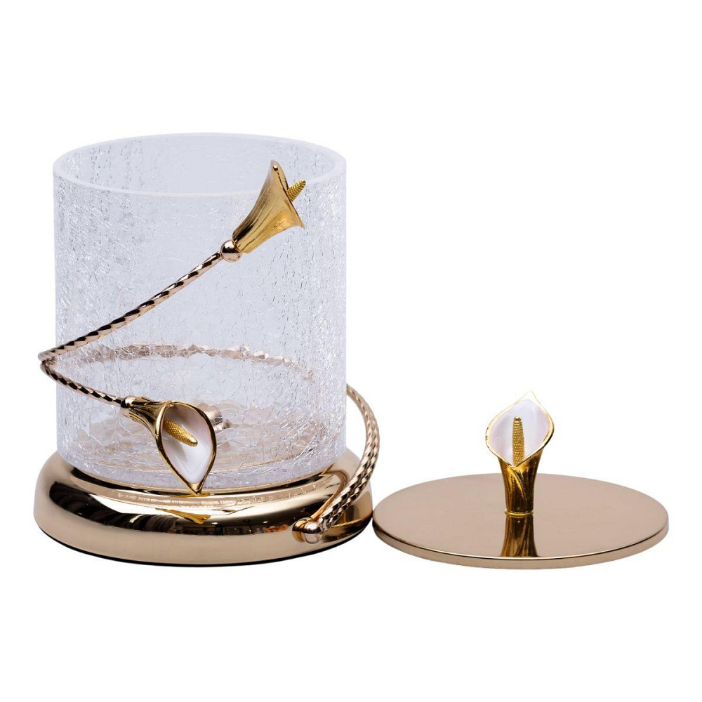 Конфетница стеклянная 14×20 см с цветочным металлическим декором конфетница с крышкой HP-7-7 Киев - изображение 3