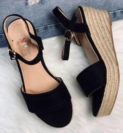 Женские Сандалии Босоножки на Танкетке Платформа Черные Летние (размеры: 37,38,39,40) - 32 Днепр