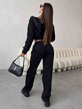 Женский утепленный прогулочный костюм двойка из трехнитки на флисе Черный, 44/46 Одесса