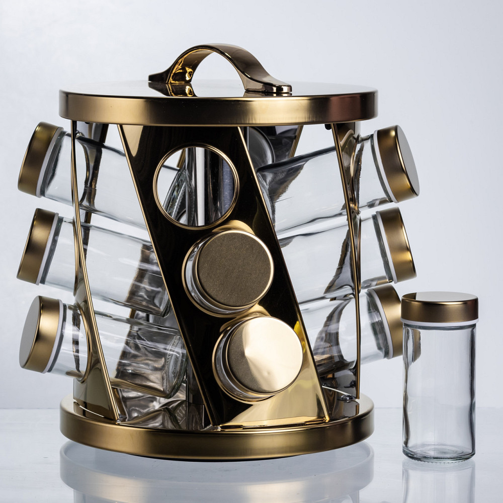 Карусель для спецій 12 баночок по 100 мл, золото HP-1369 Київ - фото 3