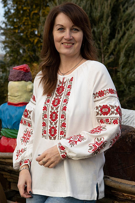 Вишиванка жіноча лляна, молочна топ Київ - фото 1