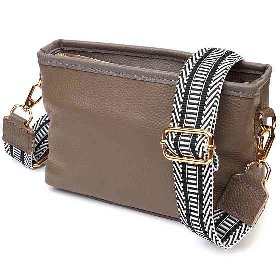 Компактная сумка на плечо из натуральной кожи 22098 Vintage Серая Киев