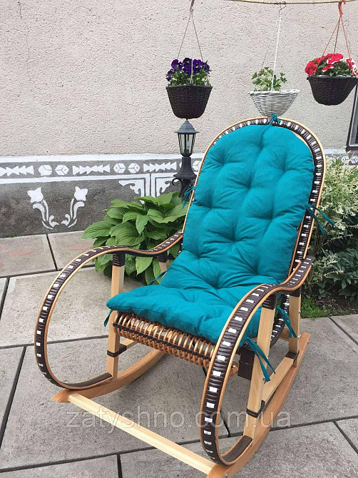 Кресло качалка из ротанга  | кресло-качалка с накидкой  | качалка с подушкой на подарок Киев - изображение 5