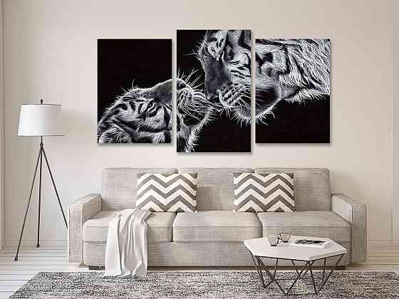 Модульна картина у вітальню/ спальню Поцілунок тигра Art-568_3 Київ