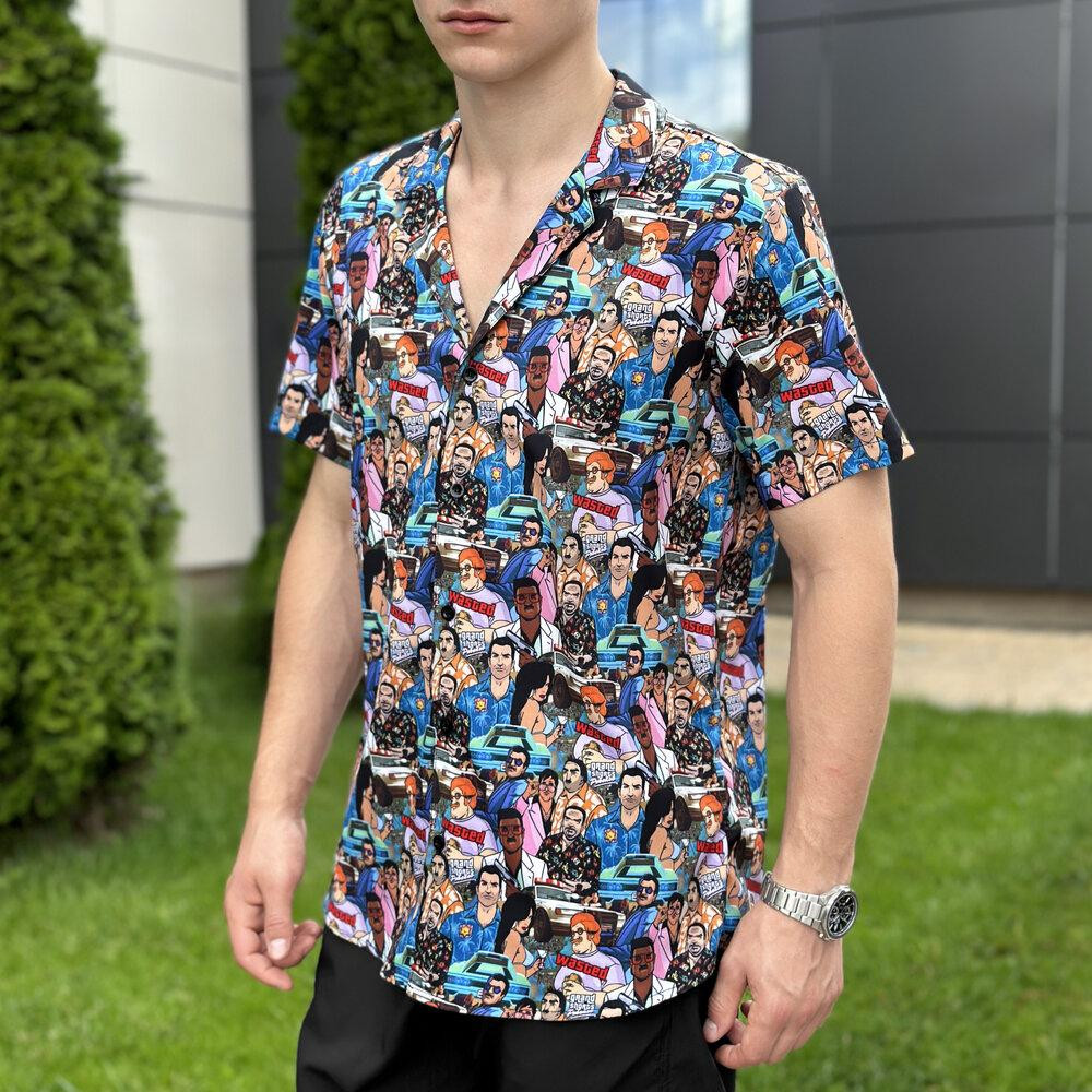 Пляжная мужская рубашка с принтом Pobedov Dejavu GTA Киев - изображение 1