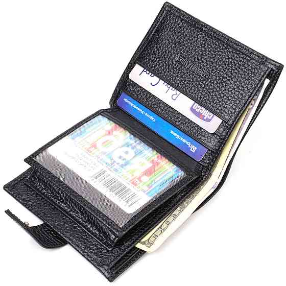 Красивый мужской бумажник из натуральной зернистой кожи CANPELLINI 21730 Черный Киев