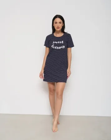 Туніка жіноча бавовняна Nicoletta 83651 Темно-синій, S Київ