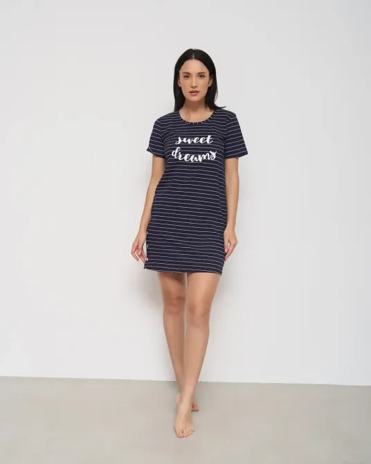 Туніка жіноча бавовняна Nicoletta 83651 Темно-синій, S Київ - фото 1