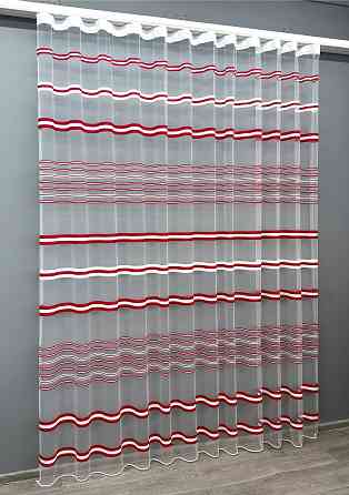 Тюль VR-Textil 1774т Фатин смуги Червоний з білим 300х270 см (42-0761) Київ