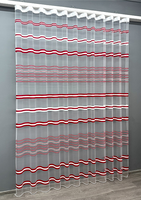 Тюль VR-Textil 1774т Фатин смуги Червоний з білим 300х270 см (42-0761) Київ - фото 3