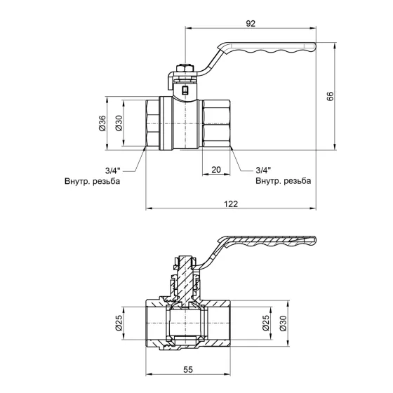 Кран кульовий Thermo Alliance Standart 3/4" ВР для води (важіль) SD600NW20PN40 Київ