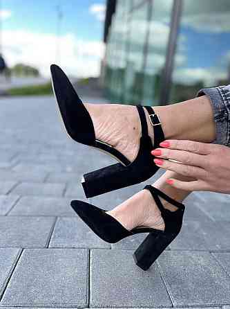 SANTINI Босоніжки жіночі чорні замшеві SANTINI 953589-21 літо, натуральна замша на підборах / С Коломыя