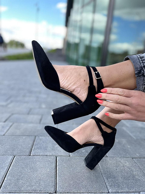 SANTINI Босоніжки жіночі чорні замшеві SANTINI 953589-21 літо, натуральна замша на підборах / С Коломыя - изображение 4