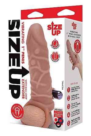 Насадка на пеніс з віброкулею та 3 кільцями Size-Up реалістична, 15 см Sex Aura Київ