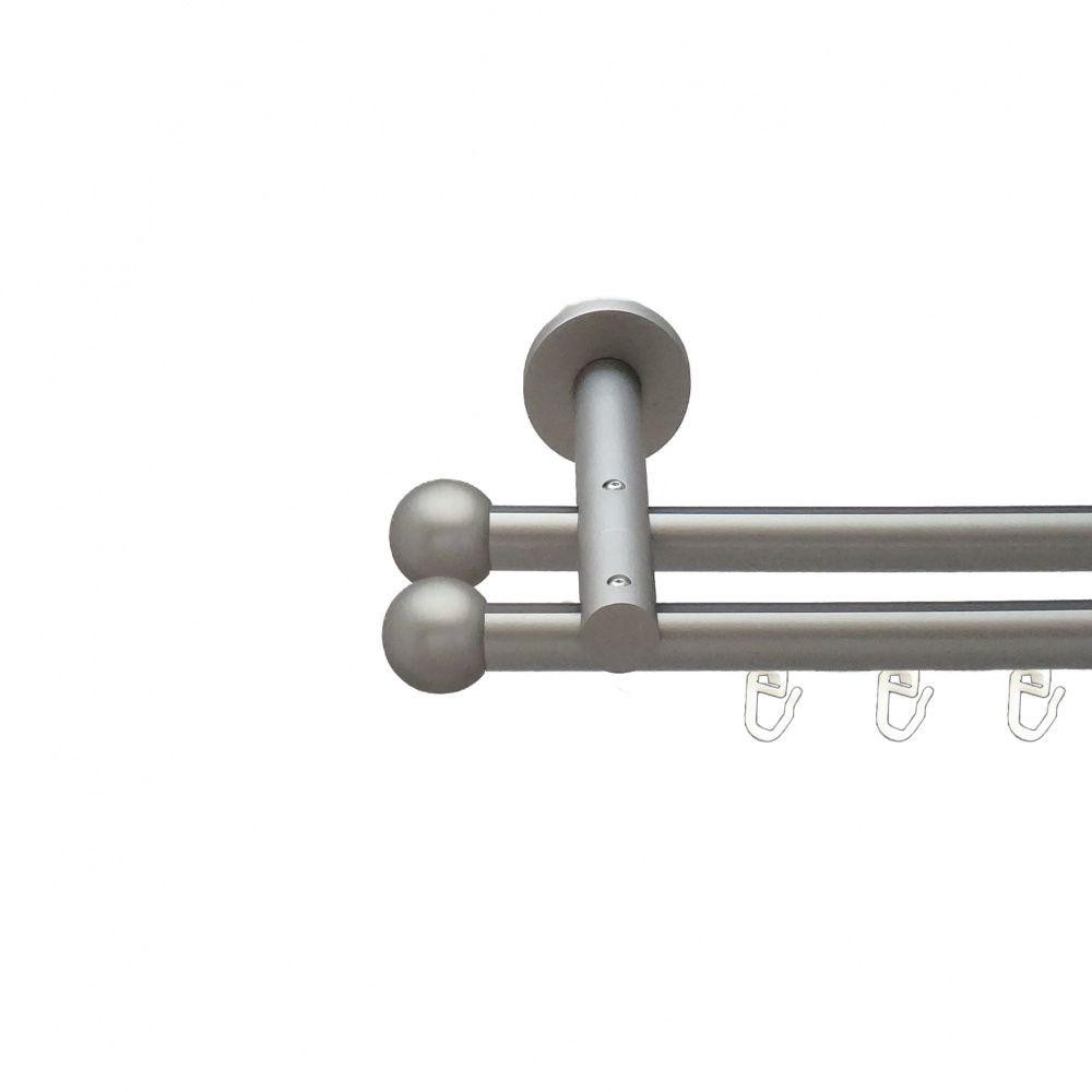 Карниз Orvit Куля Болонь металевий дворядний реверсивний профільна труба  Сатин 19\19 мм 240 см (6300829) Львів - фото 1