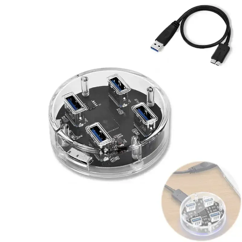 Прозрачный USB хаб на 4 порта, скорость до 5 Гбит/с Киев - изображение 1