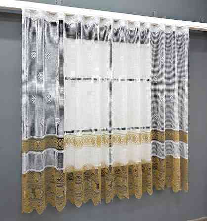 Тюль сітка висотою 1,6м "Juli", колір білий з світло-коричневим 1721т Київ