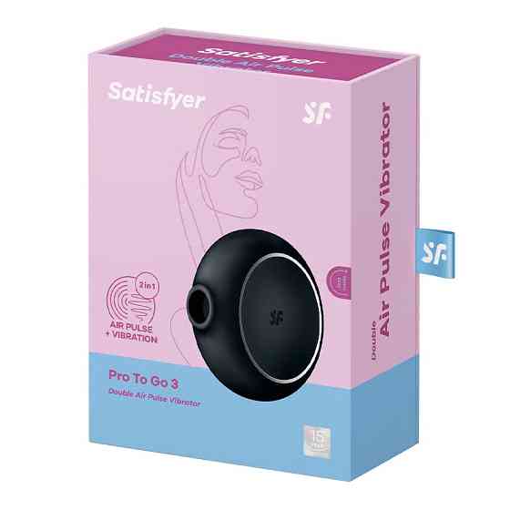 Вакуумный стимулятор Satisfyer Pro To Go 3 для клитора, с вибрацией, черный, 8.7 х 8.6 см Sex Aura Киев