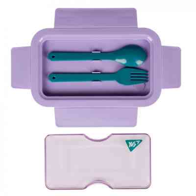 Ланч-бокс детский Yes Fusion 850 мл с принадлежностями фиолетово-зеленый (708170) Винница
