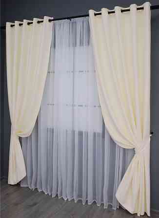 Комплект штор на люверсах VR-Textil Bagema Rvs № 1293ш Кремовый 150х250 см 2 шт (37-0023) Киев