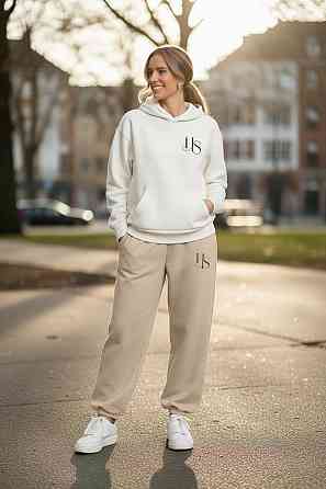 Теплый женский костюм тринитка на флисе Беж 2XL-3XL Харьков