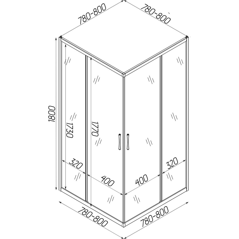 Душова квадратна кабіна без піддона ODRA N80FS (N80) BRAVO (1уп.) Київ - фото 5
