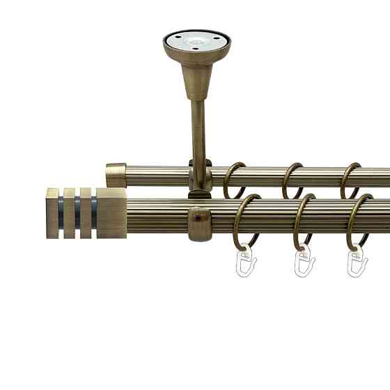 Карниз Orvit Акорда металевий дворядний відкритий до стелі рифлена труба кільце металеве Антик 25\16 мм 300 см (00-00025699) Львів