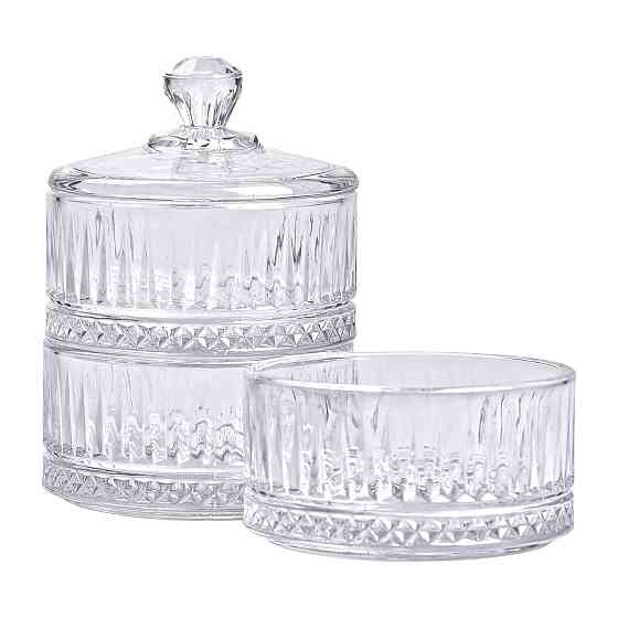 Цукерниця триярусна скляна з кришкою Ø 10 см HP-YH-16 Київ