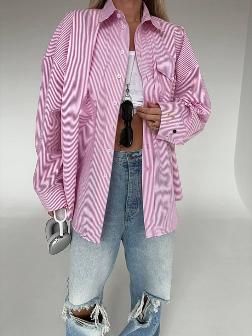 Женская стильная оверсайз рубашка с открытой спиной коттон Одесса - изображение 4