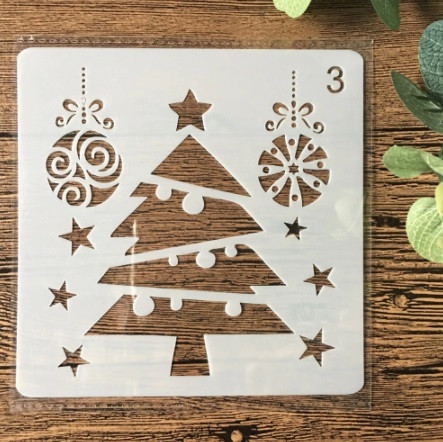 Новогодний трафарет на окно Елка 13 на 13 см серый Киев - изображение 1