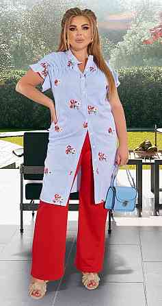 Голубое платье из вискозы с вышивкой Киев