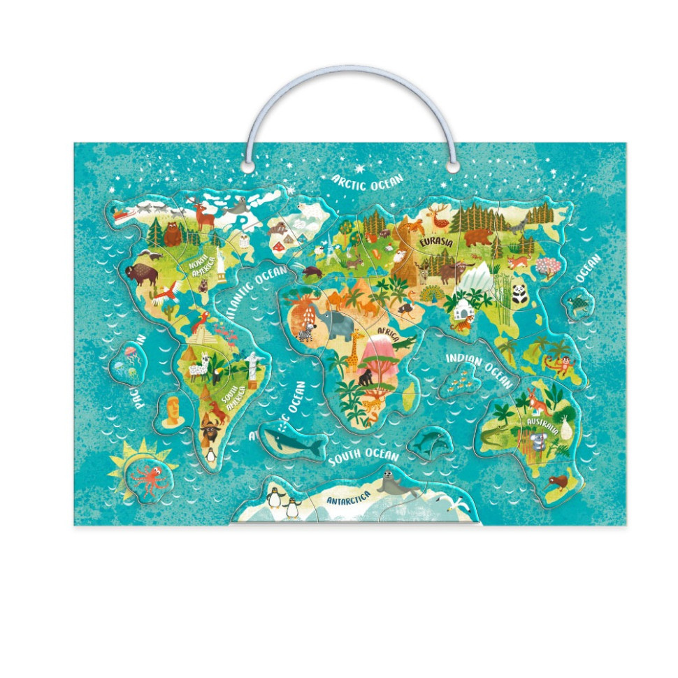 Дитяча магнітна мапа світу тварини 200267, 36 елементів Вінниця - фото 5