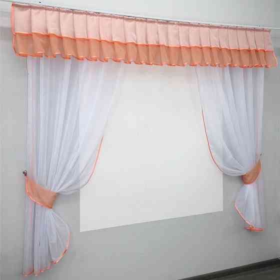 Кухонный комплект VR-Textil № 00к шторки с ламбрекеном белый с персиковым 200х170 см (59-778) Киев