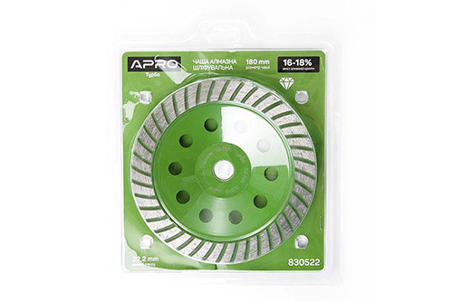 Чаша алмазна шліфувальна 180 мм 16-18% Турбо APRO Рівне - фото 1