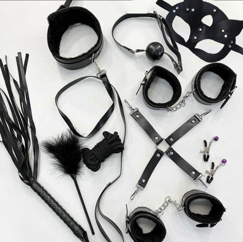 БДСМ набір (Бандажний набір) з 10 предметів - Чорний - Садо-мазо Вінниця - фото 3