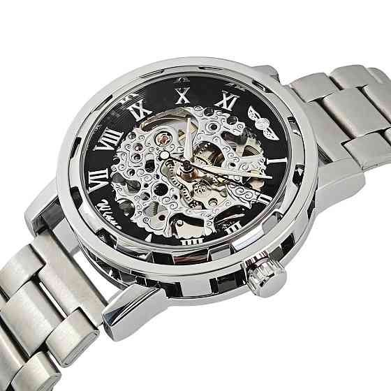 Годинник чоловічий механічний Winner Black Pure Silver (2 ремінці) Вінниця