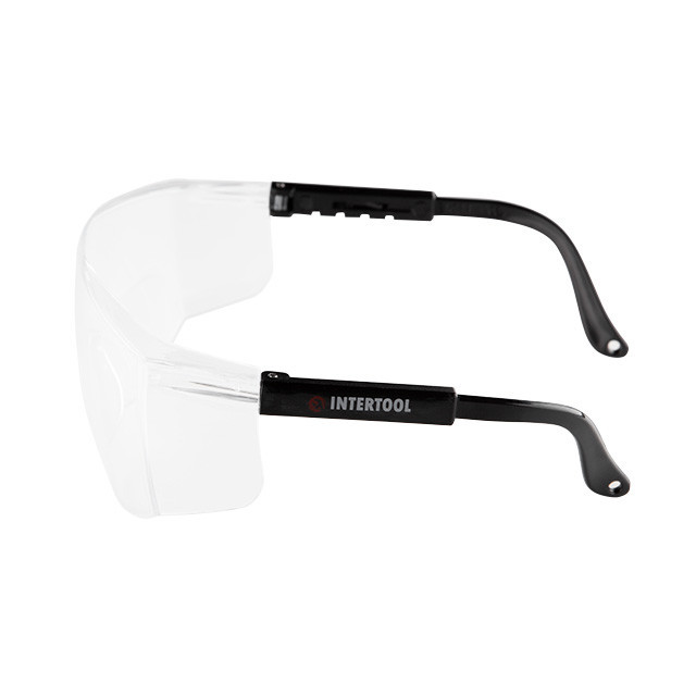 Окуляри захисні, прозорі, лінзи полікарбонат, регульовані заушники чорні нейлонові, захист від удару INTERTOOL SP-0098 Киев - изображение 4