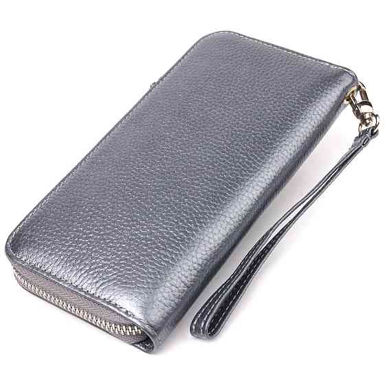 Чудовий гаманець з відливом для жінок із натуральної шкіри флотар CANPELLINI 21622 Сірий Київ