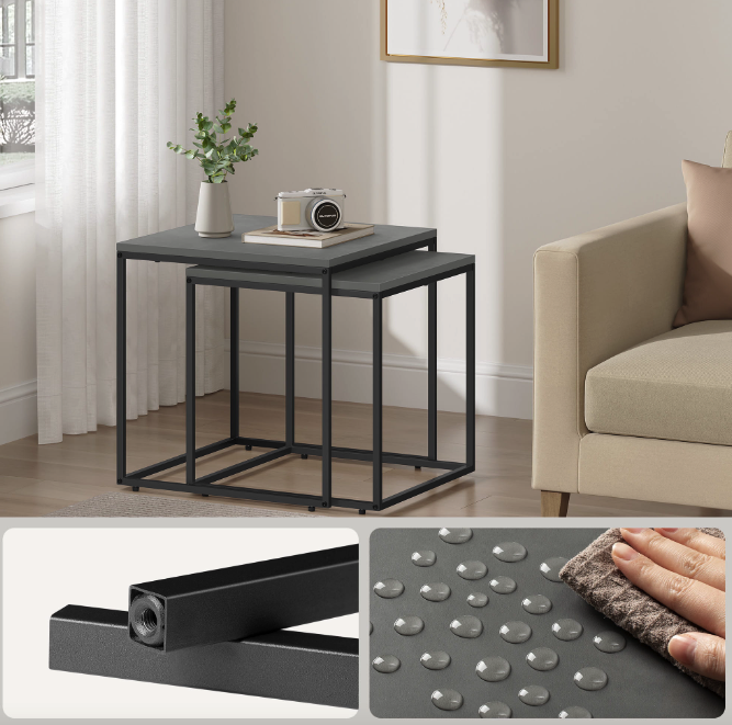 Комплект журнальних столиків Leobert Nika квадратні графітовий Київ - фото 5