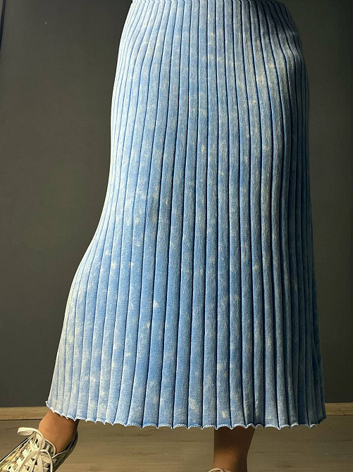 Платье женское Fashion 3042 длинное трапеция трикотажное в рубчик, голубой, one size Киев - изображение 5