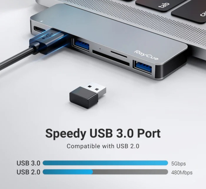 Концентратор RayCue ExpandPro Duo Lite 6-в-2 USB-C Hub Док-станция для MacBook Pro / Air Серый космос Киев - изображение 4