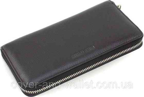 Черный мужской кожаный кошелек-клатч на молнии Marco Coverna MC-802-1 Киев