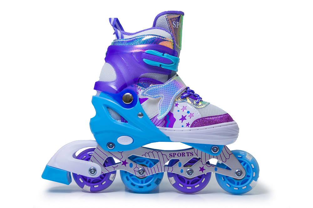 Детские раздвижные ролики Русалочка Scale Sports фиолетовые, размер 34-38. Все колеса светятся Одесса - изображение 4