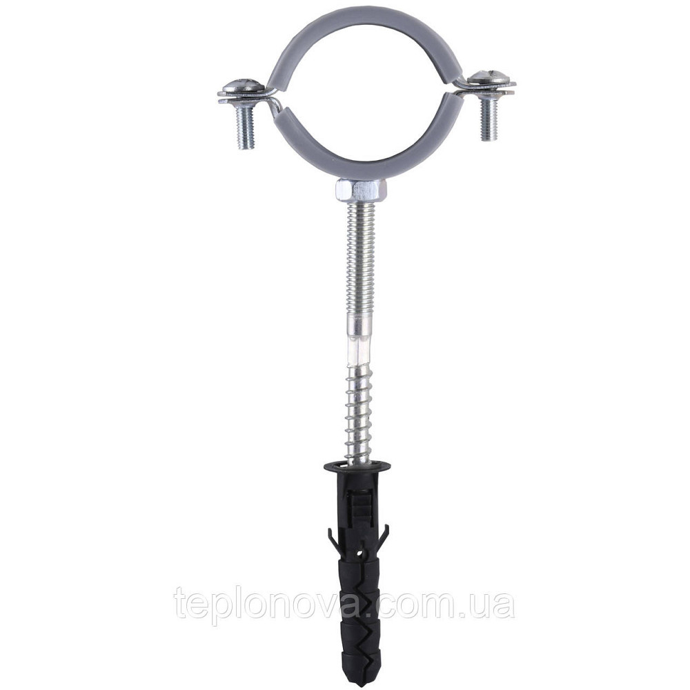 Хомут у зборі CR 1 1/4| (42-47 мм) з гвинтом-шурупом 8*80 і дюбелем у уп., сірий Чернівці - фото 1