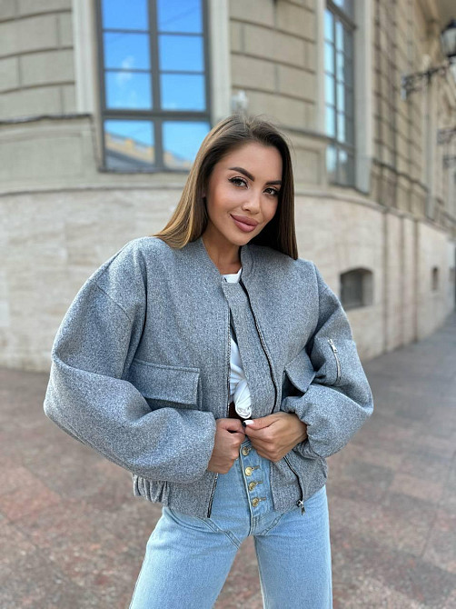 Жіночий стильний бомбер на блискавці кашемір + підкладка Сірий, 46/48 Одеса - фото 3