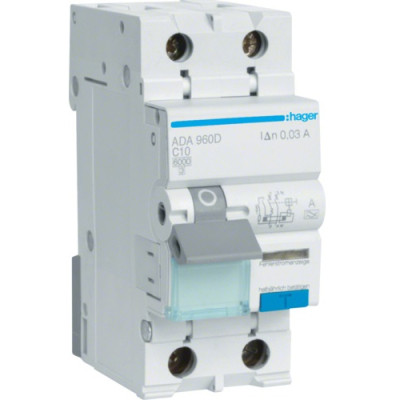 Дифференциальный автоматический выключатель Hager 1-п.+N 10A C 30mA (6kA) A (A) (ADA960D) Винница - изображение 1