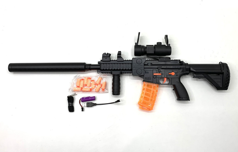 Іграшковий автомат з глушником м'якими патронами знімний приціл 79 см (906) Чернігів - фото 3