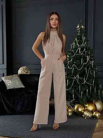 Женский стильный классический комбинезон Плотная качественная костюмка Бежевий, 46/48 Одесса